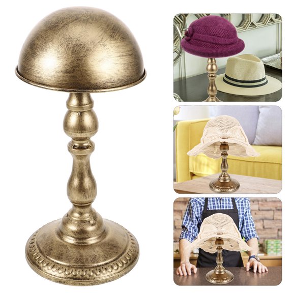 Retro Hat Holder Display Stand Stands Hooks Racks Man Golden