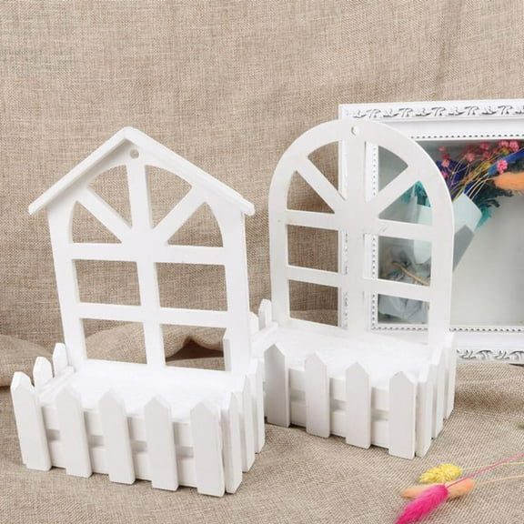 Retro Wooden Flower Basket for Plants Decor White Wall Hanging Planter 3D Pendant 7.5x5.5 Inches