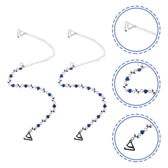 HOMEMAXS Rhinestone Bra Strap Replacement for Women Nonslip Design with Rose Decoration Blue Color Durable Material