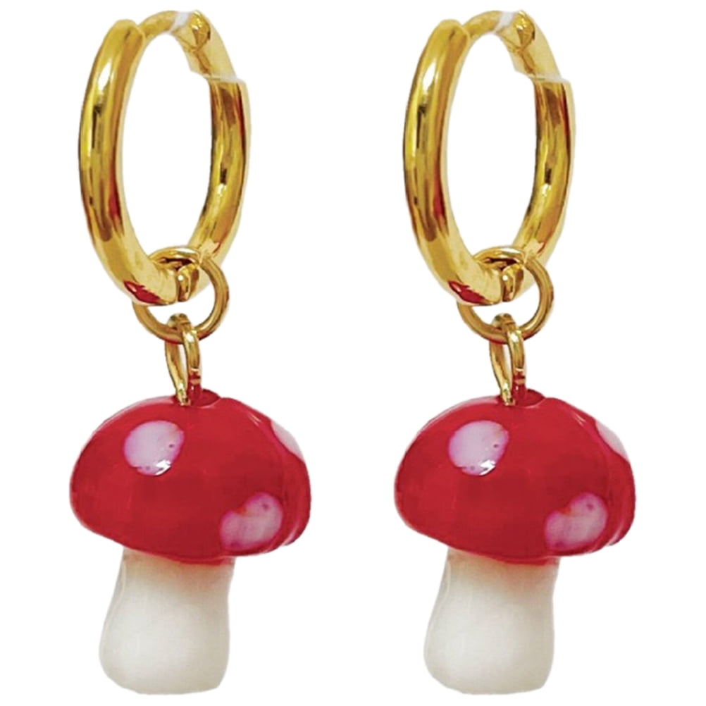 Adorable Red Mushroom Dangle Earrings for Women Fashion Jewelry