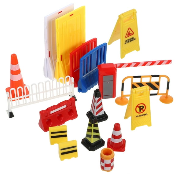 HOMEMAXS Roadblocks Signs Toy Miniature Traffic Barrier Toys for Children Light Car