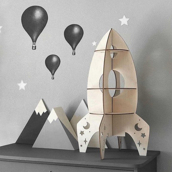 HOMEMAXS Rocket Shape Shelf Party Gathering Housewarming Adornment Supply