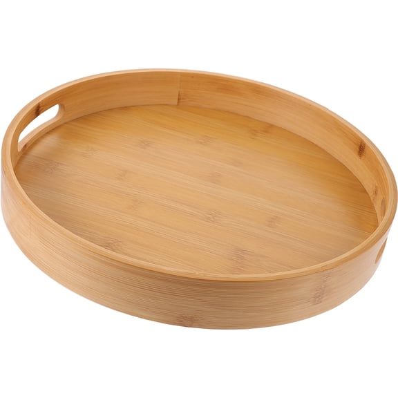 HOMEMAXS Round Bamboo Tray Fruit Plate Bread Serving Plate Tabletop Food Serving Tray for Restaurant