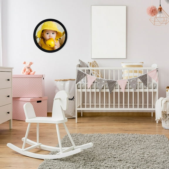 HOMEMAXS  Round Picture Frames Wooden Photo Fashion Coffee Shop Decor