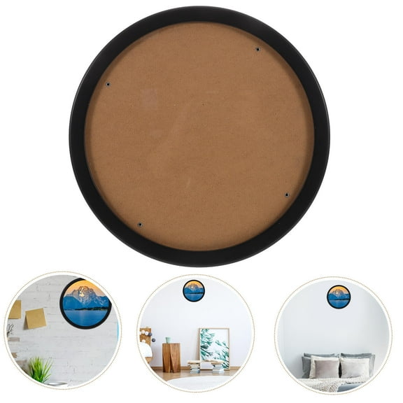 HOMEMAXS Round Wooden Photo Frame for Home Display Crafted from Solid Wood with Black Finish 10 Inch