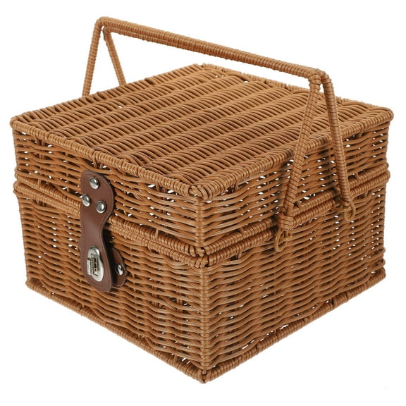 HOMEMAXS Rustic Fruit Basket Vegetable Kit Storage Bins with Lids White Wicker