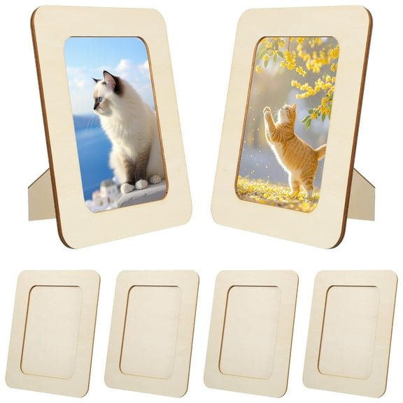 HOMEMAXS Rustic Wood Picture Frames Set of 6 Unfinished Khaki Wooden Frames for Easy Photo Replacement and Home Decoration