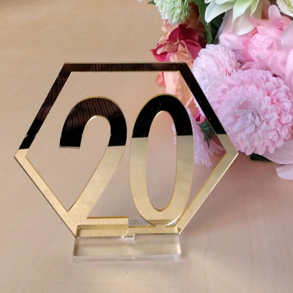 HOMEMAXS Set of 2 Digital Table Number Plate Birthday Wedding Seating Chart Board Decor Golden