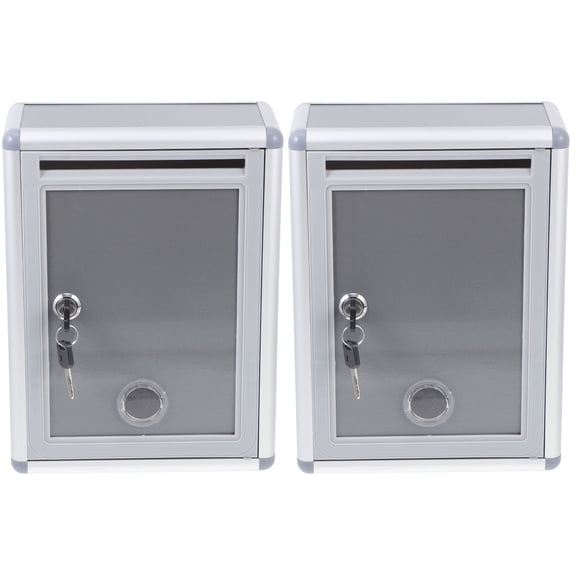 HOMEMAXS  Set of 2 Locking Mailbox Post Tin Suggestion Standing Travel Staff Silver