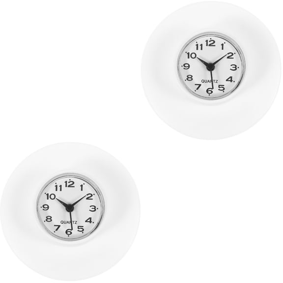 BEADCEST White Shower Clock with Strong Cup, Accurate Time Display, 2-Pack for Home Bathroom Use