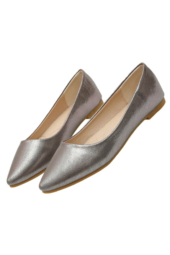 HOMEMAXS  Shallow Mouth Shoes Black Pointed Toe Boots Pumps Casual Flat Bottom Girl Child