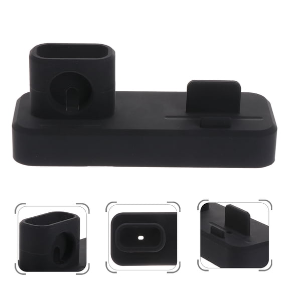 HOMEMAXS Silica Gel Charging Stand for Phone Watch Black Elegant Design Durability Ensured 7.87x3.94x2.76 Inches