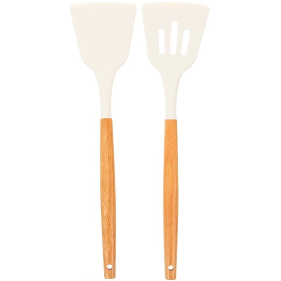 jojofuny Silicone Spoon For Kitchen White 2Pcs 12.58X3.14X1.77in For Daily Cooking