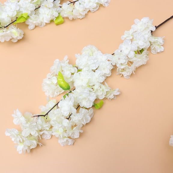 HOMEMAXS Silk Cherry Blossom Artificial Flowers for Home Decoration White 4 Branches