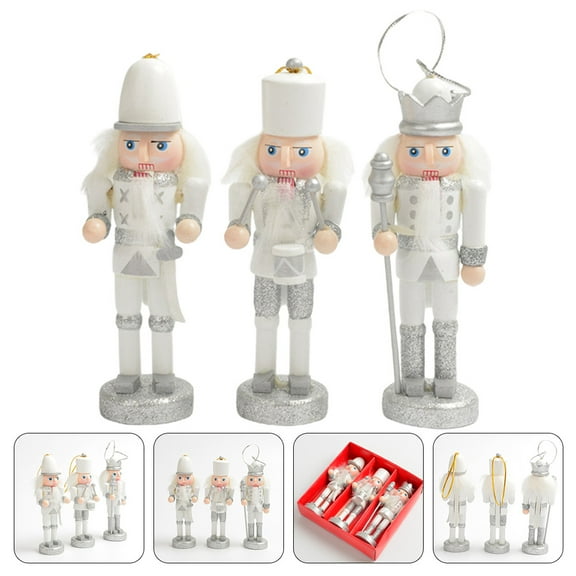 Greenadscape Nutcracker Pendants Silver Nutcracker Crafts 3Pcs 4.91X1.38X1.38in