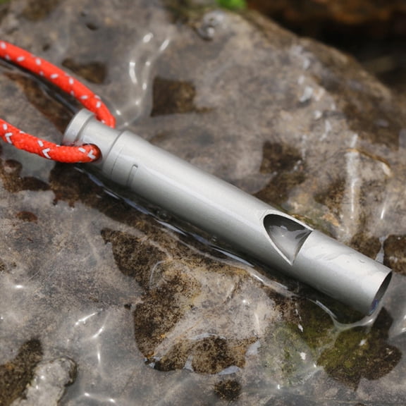 HOMEMAXS Silver Titanium Emergency Whistle for Daily Use Outdoor Activities Lightweight Camping Hiking Size 2.5 inch