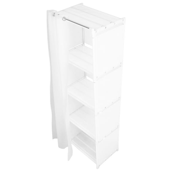 HOMEMAXS Simple Freestanding Wardrobe Closet For Indoors Multi-Layer Storage Cabinet With Shelves White Small Closet Organizer For Clothes And Books