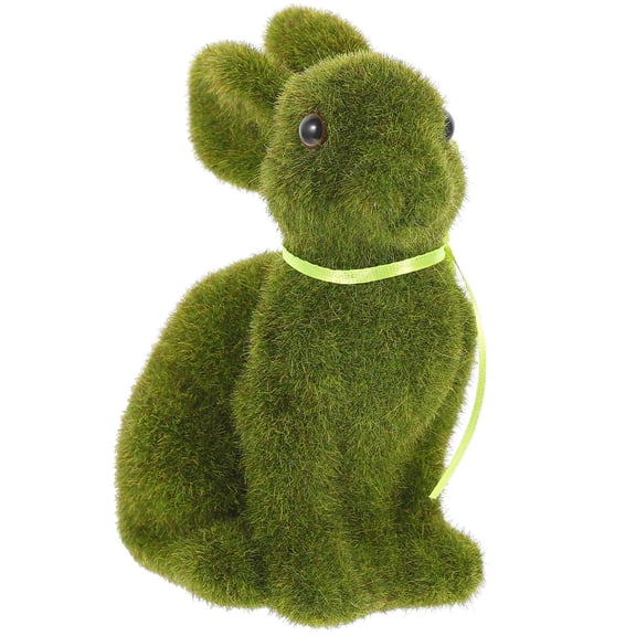 SILENRADAWN Animal Decor Flocking Rabbit Crafts Green Flocking Material 1Pcs Little Animals