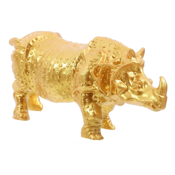 WEUVEB Elegant Golden Rhinoceros Statue Resin Craft Figurine for Office and Home Decoration