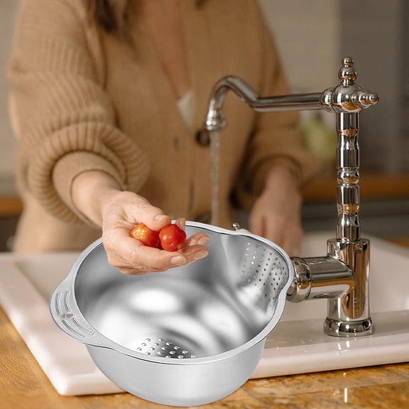 HOMEMAXS  Sink Colander Strainer Basket Wire Stainless Steel Rice Bowl