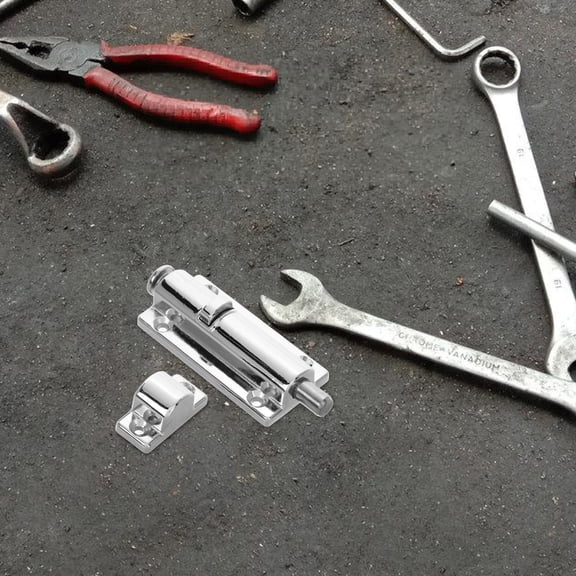 HOMEMAXS  Slide Bolt Lock Metal Deadbolt Hinges Bolts Bedroom Door Locks Silver