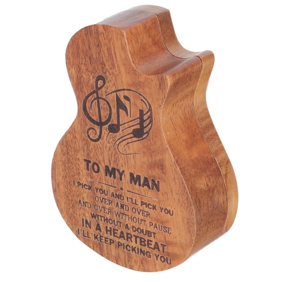 Minkissy Handmade Wooden Guitar Pick Holder Plectrum Case Storage Box 1 Piece and Portable