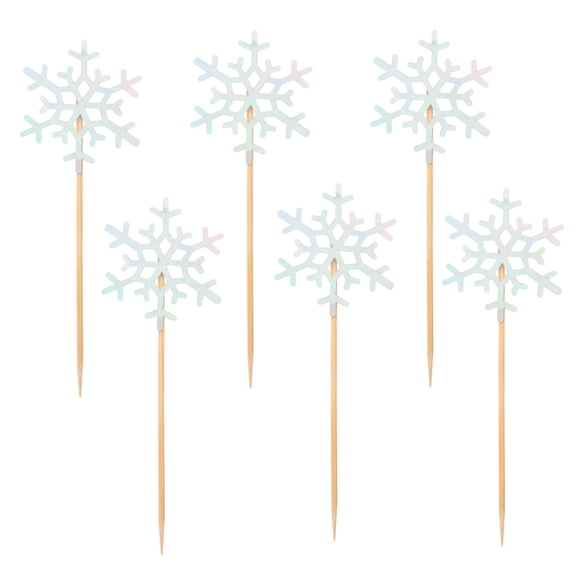 Snowflake Cake Toppers for Wedding Birthday with 48 Pieces Paper Picks Multi Color