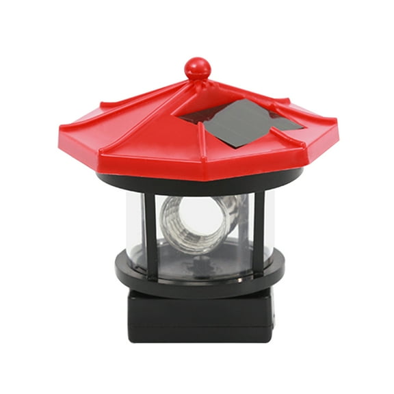 HOMEMAXS Solar LED Lighthouse for Outdoor Decoration EnergySaving ABS Material Red Color 7 Inch Tall