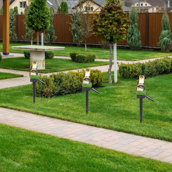 SILENRADAWN Decorative Solar Lights Resin Owl For Garden And Yard 1Pcs 16.5x3 In