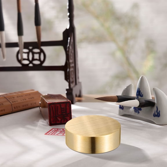 Solid Round Ruler Small Paperweights Calligraphy Office Golden