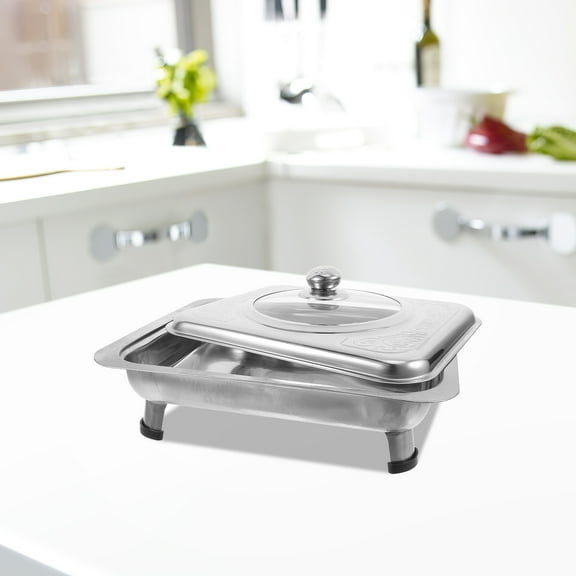 HOMEMAXS Stainless Steel Buffet Tray with Cover for Catering and Parties Rectangular Design Assorted Color