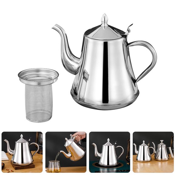 HOMEMAXS Stainless Steel Coffee Kettle with Long Spout and Sealing Lid for Storage Silver 2000ML