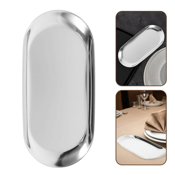 Stainless Steel Tip Tray for Home Use Versatile Dual Function Serving and Storage Solution Silver 12.0 x 8.0 Inches