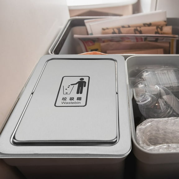 HOMEMAXS  Stainless Steel Trash Can Rubbish Bin with Lid Cans Garbage