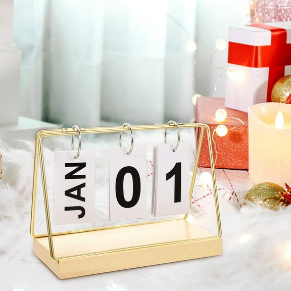 IFANLANDOR Countdown Calendar Golden Wooden Block 1 Set 8.3x3.9x5.9in