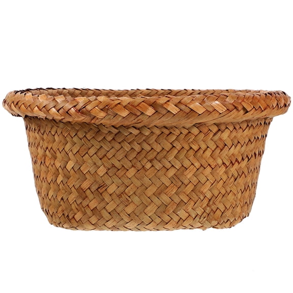 Minkissy Rustic Simple Straw Woven Basket for Holding Fruits Breads Home