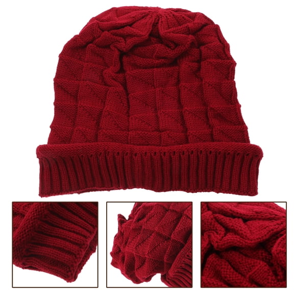 HOMEMAXS Women's Cozy Knitted Winter Beanie Hat Warm Cold Weather Headwear for Ladies and Girls - Red