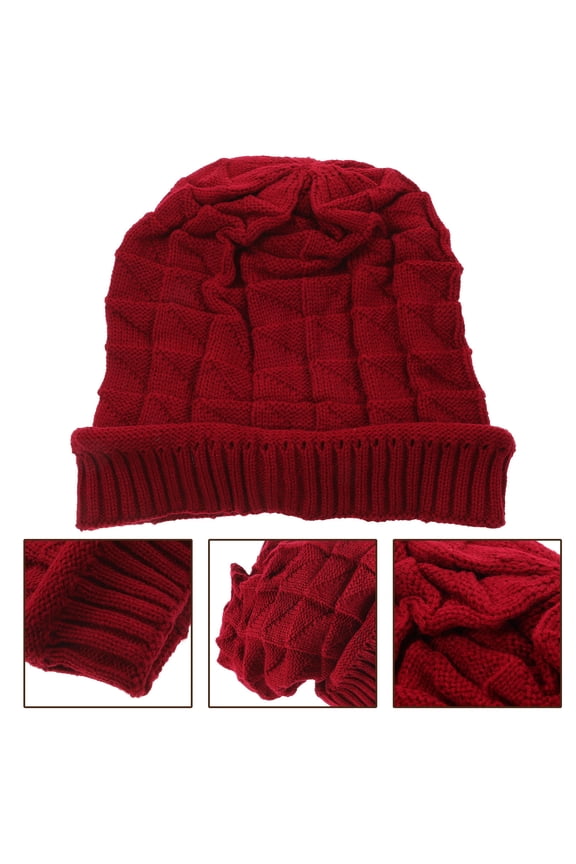 Women's Cozy Knitted Winter Beanie Hat Warm Cold Weather Headwear for Ladies and Girls - Red