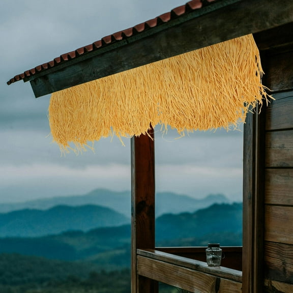 HOMEMAXS Synthetic Thatch Roofing Tiki Bar Hut Grass Roof Mexican Artificial Palm Straw Roll Duck Blinds Grass For Patio Fence Christmas Light Brown
