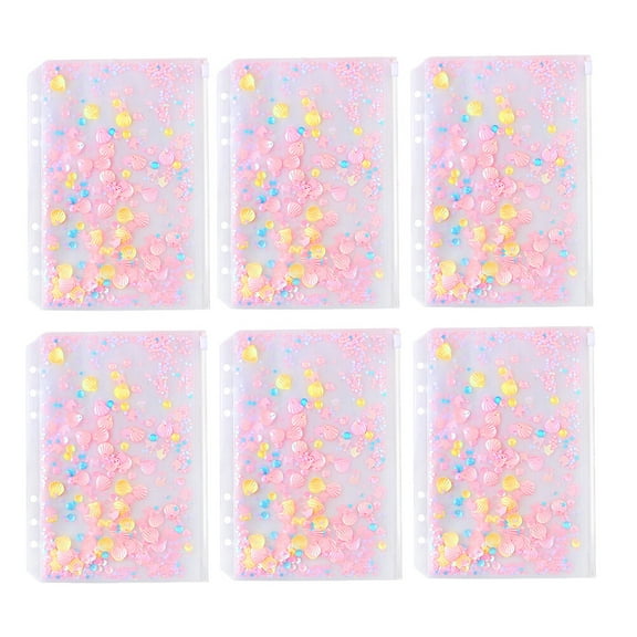 6Pcs Pink A6 Zipper Storage Bags Waterproof Tear Resistant Dust Proof 11.8x4.1x0.01in