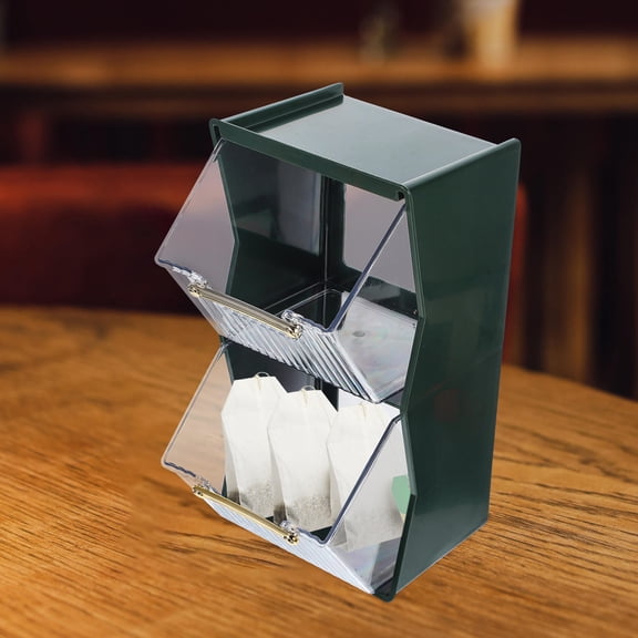 1Pack Plastic Rectangular Tea Bag Holder For Kitchen Countertop And Office Desk 15x15x25.7In