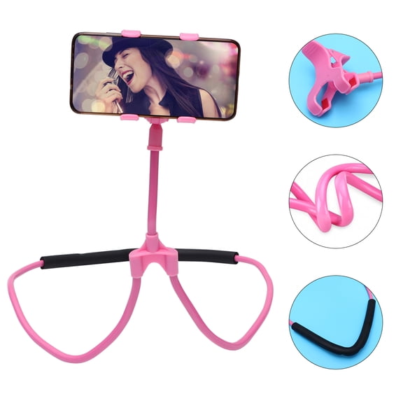 HOMEMAXS The Lazy Phone Holder for Phone Use Adjustable Angle Metal and Plastic Pink 1PC U-shape Desk Stand