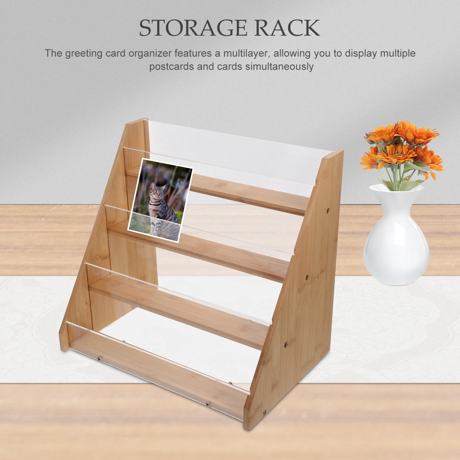 HOMEMAXS Tiered Display Stand for Greeting Card Postcard Brochure Multi ...