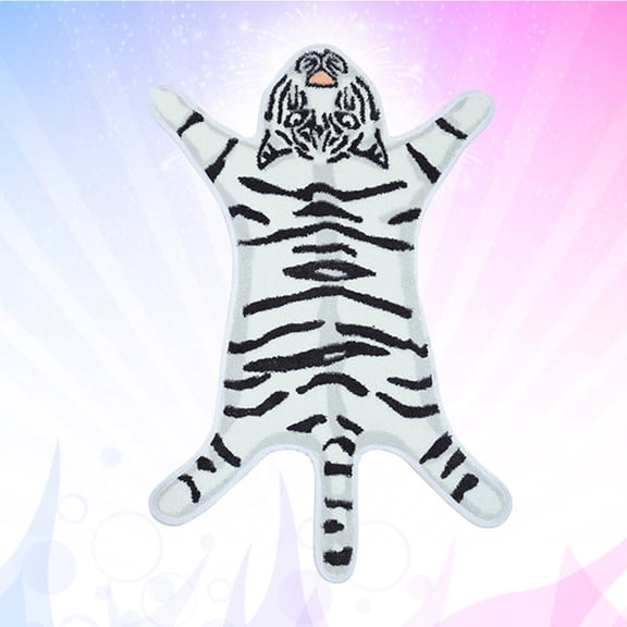 SILENRADAWN Tiger Shape Flocking Floor Mat White For Home Use Indoor 1Pcs 21.5x32.3in
