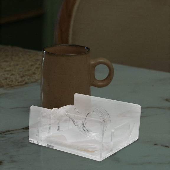 HOMEMAXS Transparent Acrylic Napkin Holder for Cloth Napkins with Stable Base and Smooth Edges 2 Pcs