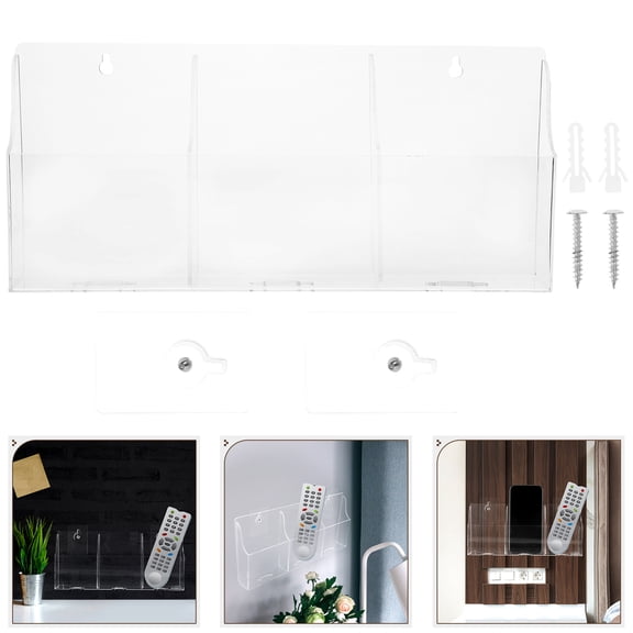 HOMEMAXS Transparent Acrylic Wall Mount Remote Holder for Home Decor Organizing Perfect for Bedroom Living Room Kitchen Office