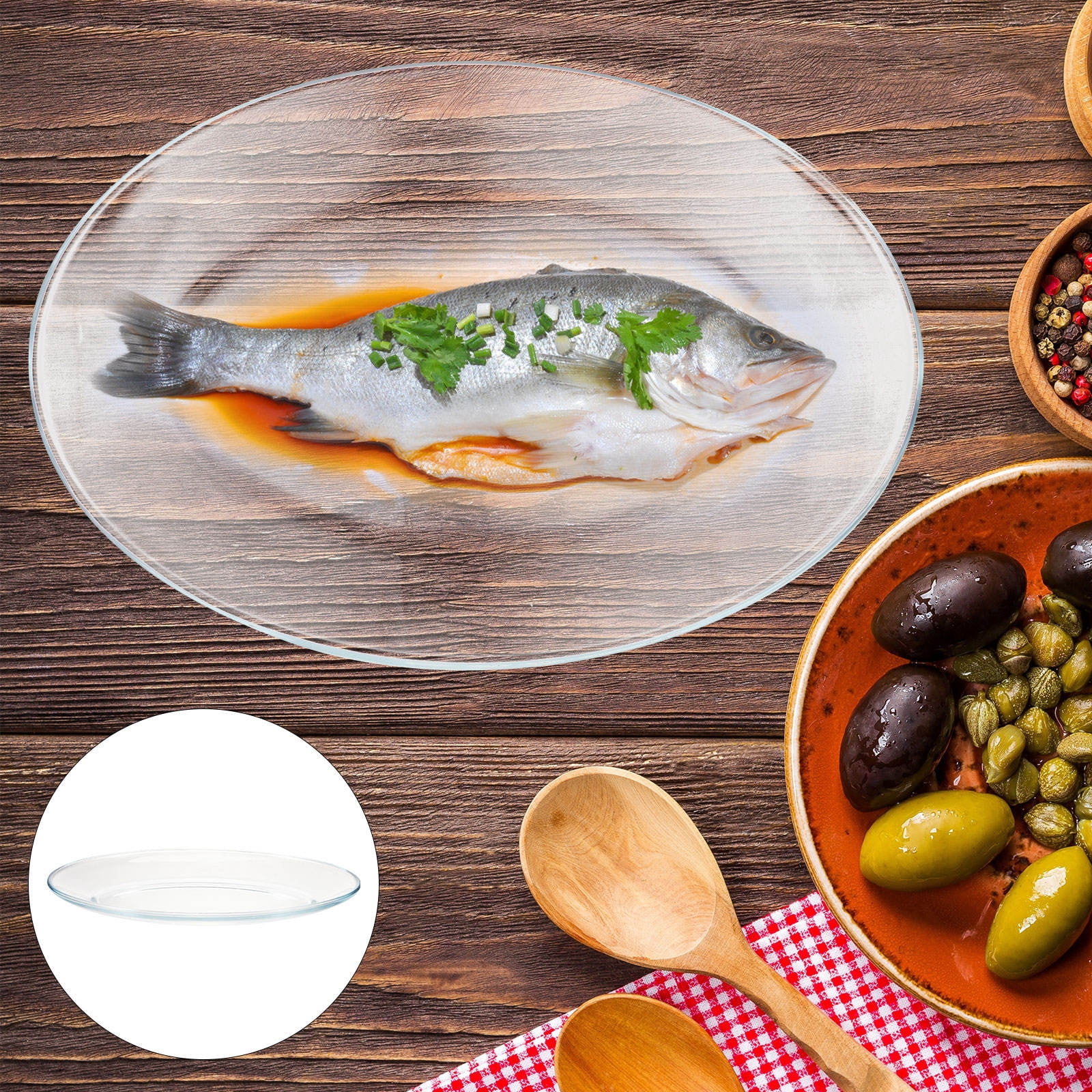 HOMEMAXS Transparent Glass Food Plate for Home Use and Easy to .9 ...