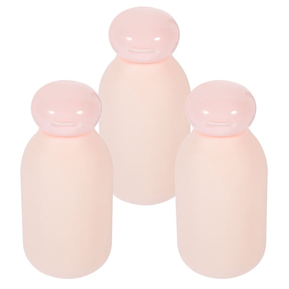HOMEMAXS Travel Toiletry Bottles Set of 3 Refillable PE Containers for Storage Pink 100ml