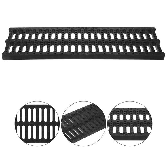 HOMEMAXS  Trench Cover Sidewalk Channel Grates Drain Covers Outdoor Black