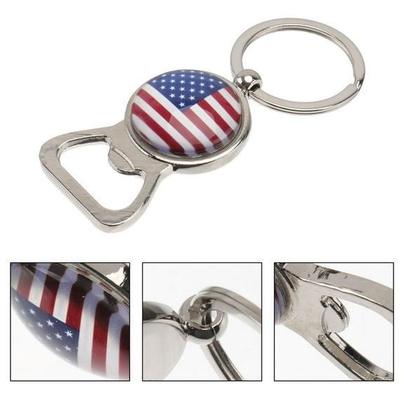 HOMEMAXS US Flag Design Metal Keychain with Bottle Opener for Key Holding Assorted Color